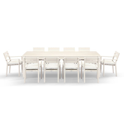 Malibu 2.65m Outdoor Aluminium and Ceramic Dining Table with 10 Santorini Chairs