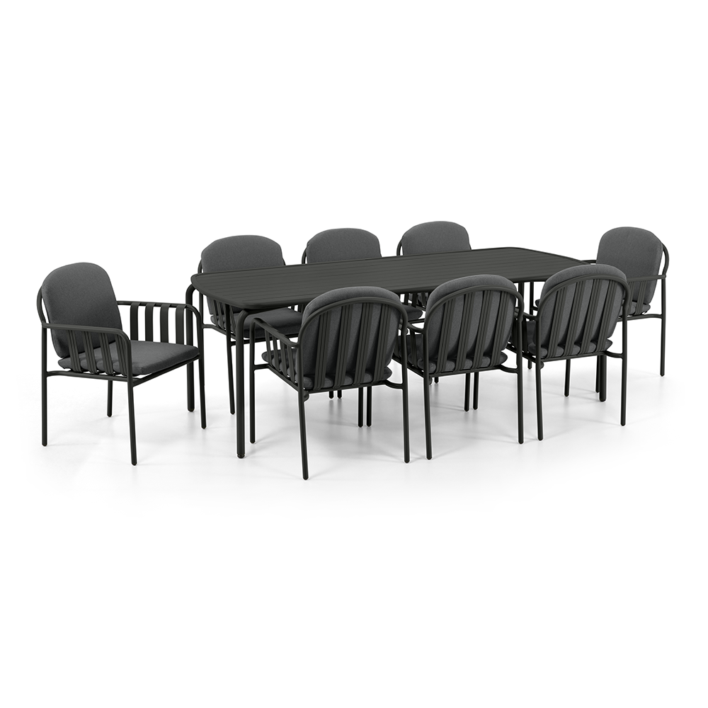 Mornington Outdoor 2.2m Rectangle Dining Setting with 8x Chairs