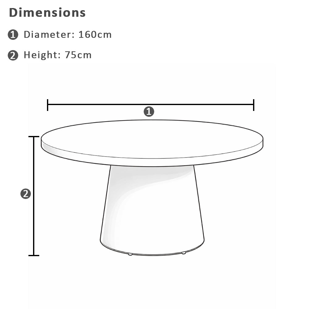 Narrabeen Outdoor 1.6m Round Ceramic Dining Table with 8 Santorini Chairs