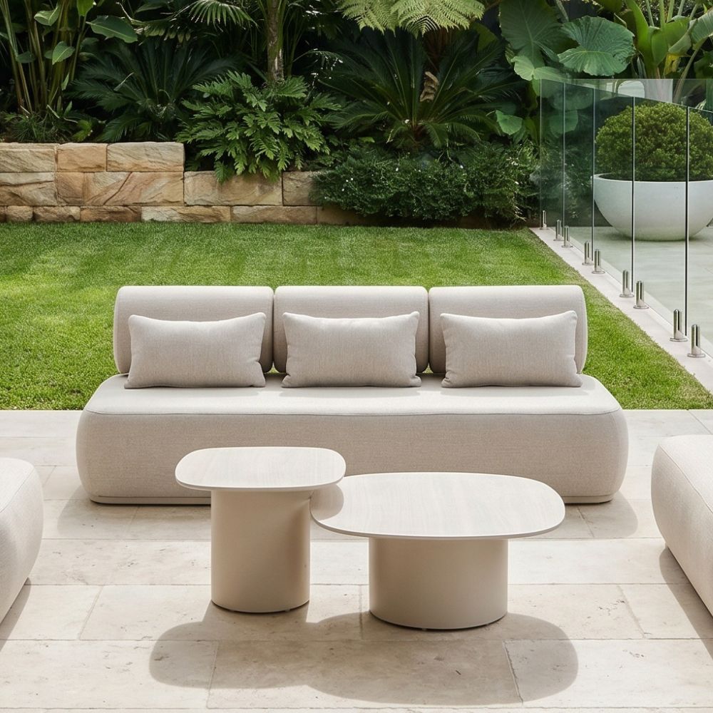 Norfolk Outdoor Round Ceramic and Aluminium Coffee Table Set