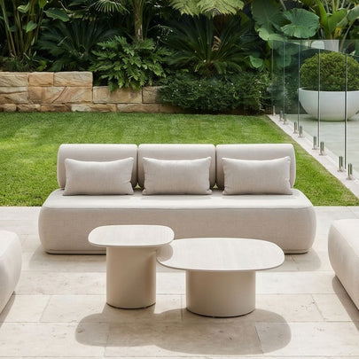 Norfolk Outdoor Round Ceramic and Aluminium Coffee Table Set