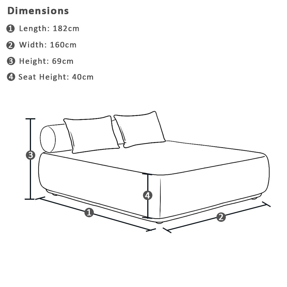 Norfolk Outdoor Aluminium Double Sun Lounge Daybed with Side Table