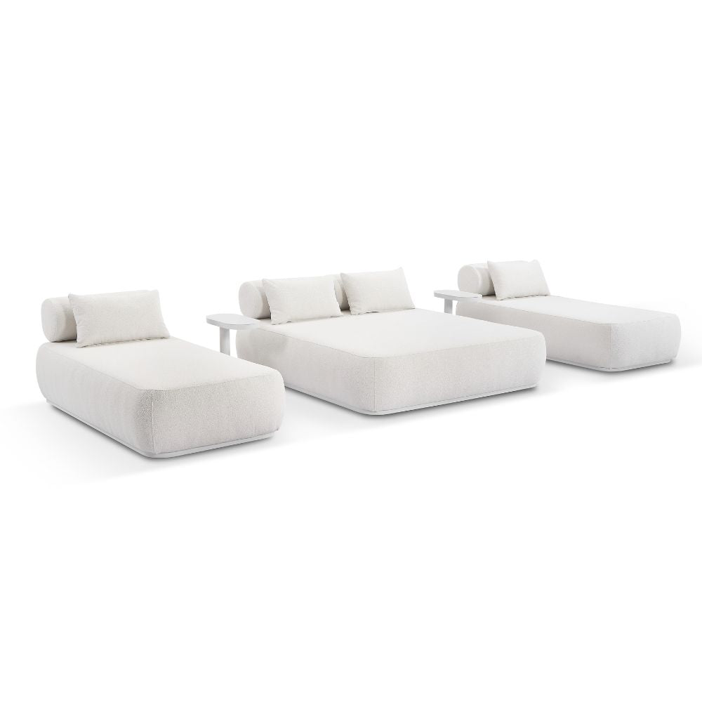 Norfolk Outdoor Aluminium Double and Single Sun Lounge Set with Side Tables Package