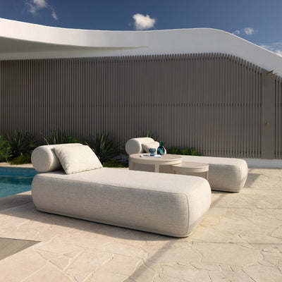 Norfolk Outdoor Aluminium Single Sun Lounge Set with Hugo Round Coffee Table Set
