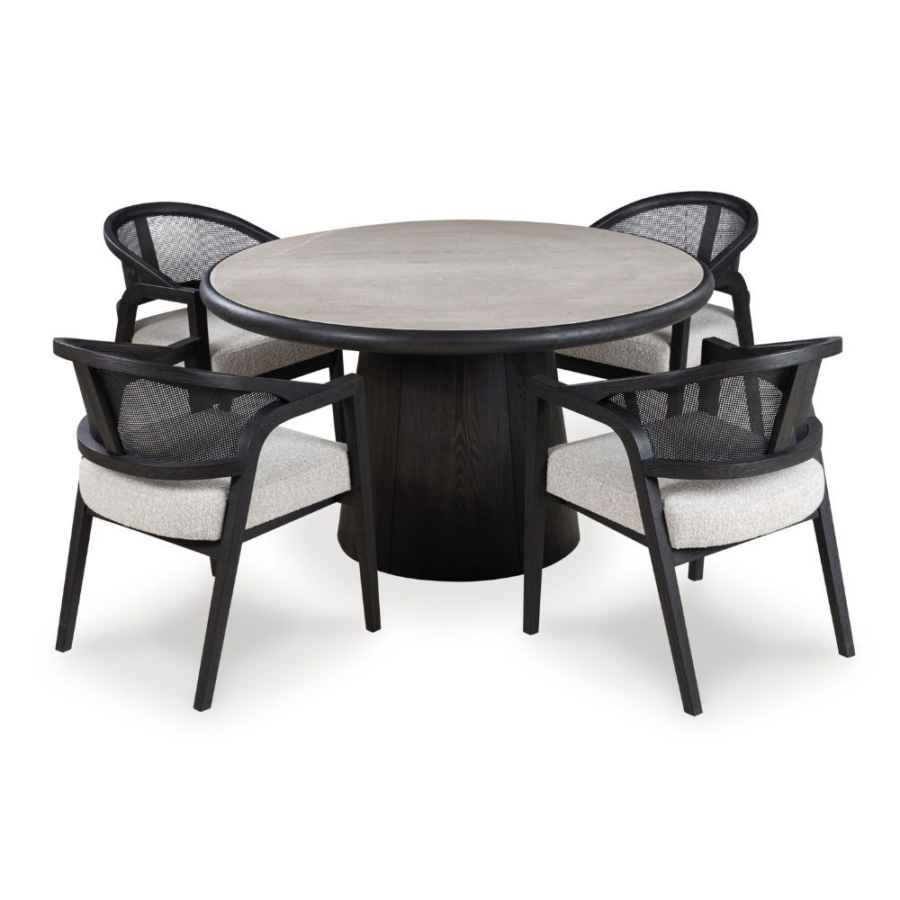 Otis Indoor Timber 4 Seater Round Dining Setting With Chairs