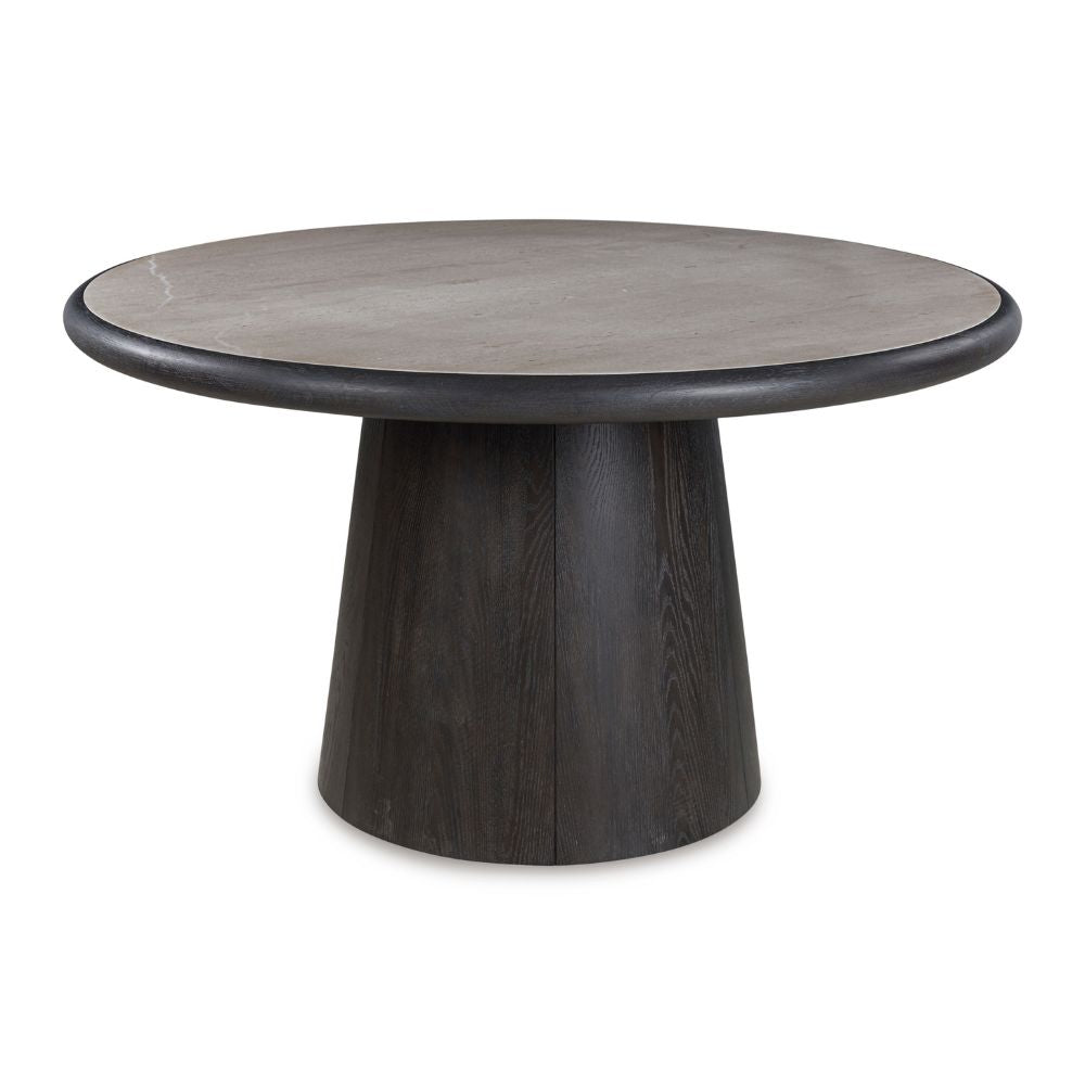 Otis Indoor Timber Round Dining Table With Marble Top