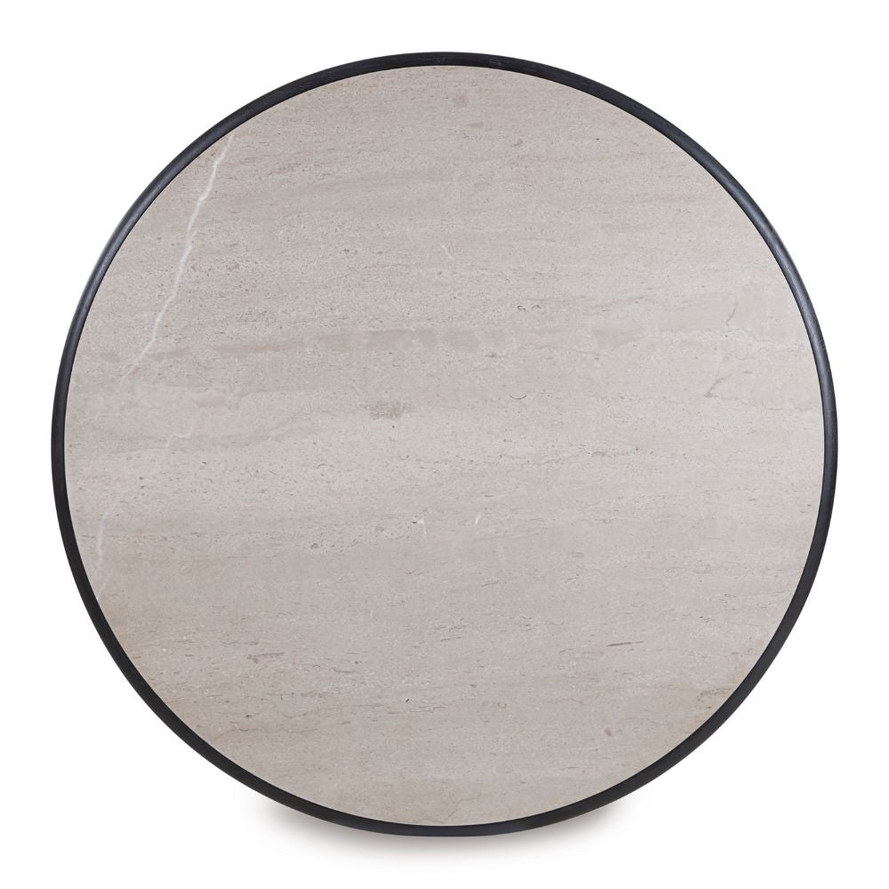 Otis Indoor Timber Round Dining Table With Marble Top