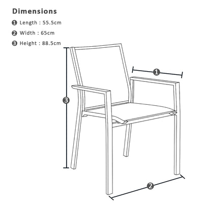 Patonga Outdoor Aluminium Sling Back Dining Chair
