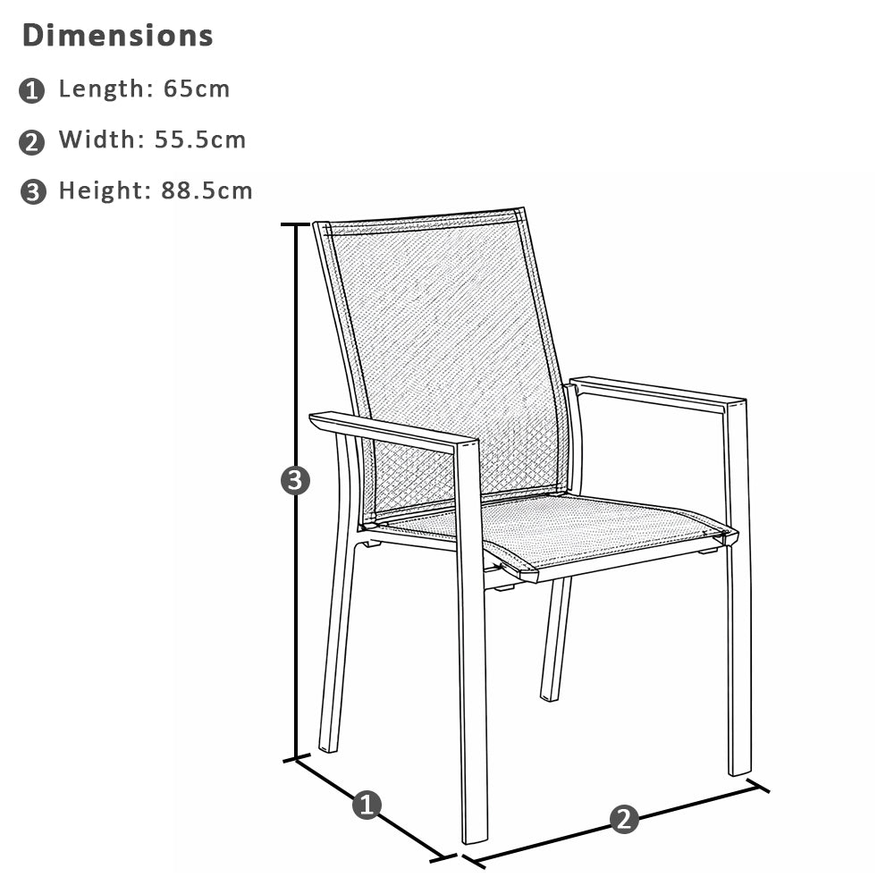 Tahitian 2.1m Aluminium Dining Table with 8 Patonga Dining Chairs
