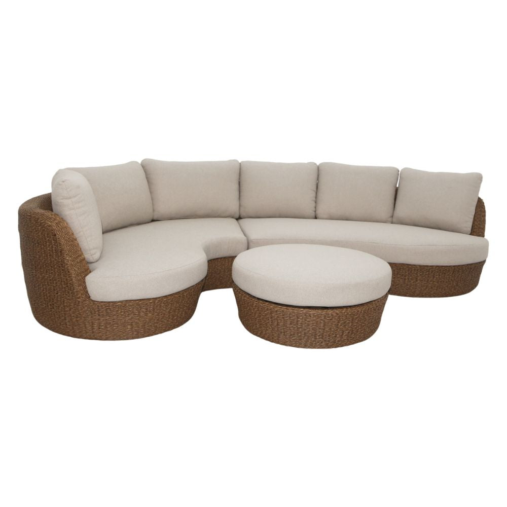 Reef Outdoor Wicker Corner Modular Lounge Setting with Ottoman