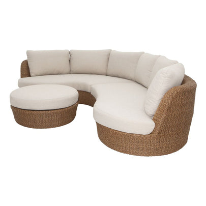 Reef Outdoor Wicker Corner Modular Lounge Setting with Ottoman