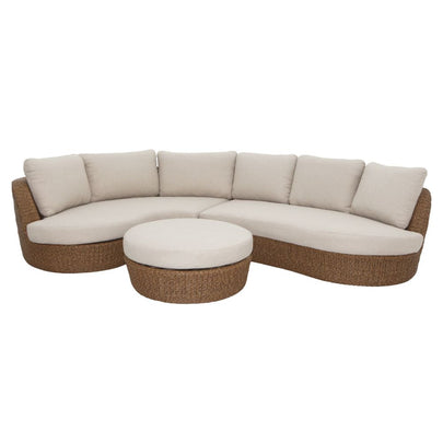 Reef Outdoor Wicker Corner Modular Lounge Setting with Ottoman
