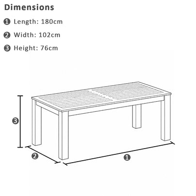 Santorini 1.8m Outdoor Rectangle Aluminium Dining Table with 6 Watego Malawi Style Wicker Chairs