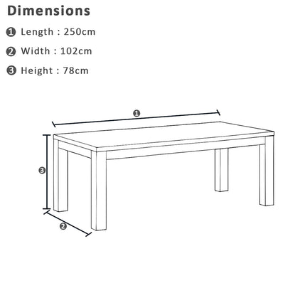 Santorini 2.5m Outdoor Rectangle Aluminium Dining Table with 8 Kansas Chairs in Sunbrella