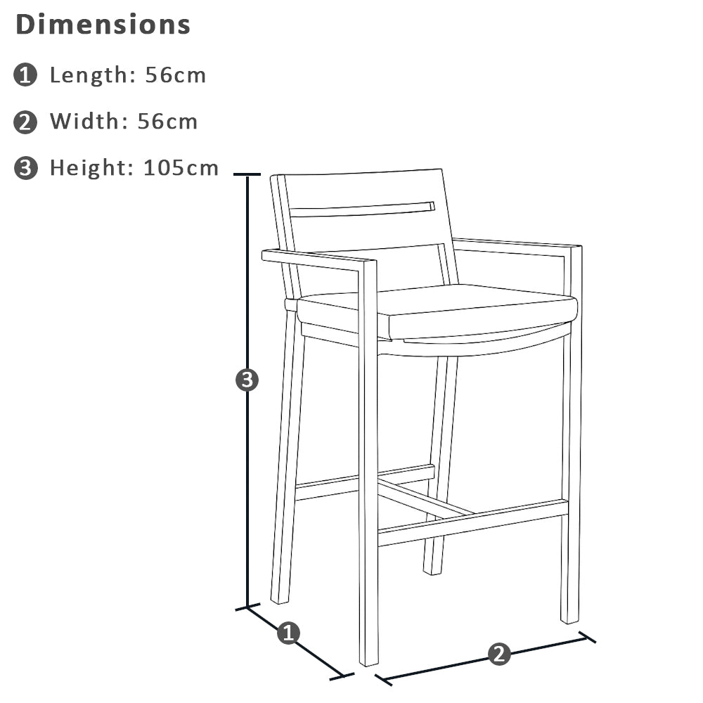 Santorini Outdoor Aluminium Square Bar Table with 2 Bar stools