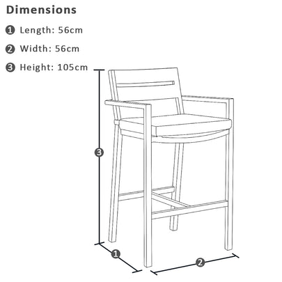 Santorini Outdoor Aluminium Square Bar Table with 2 Bar stools