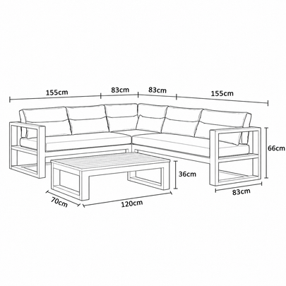 Santorini Package A Outdoor Aluminium Corner Lounge