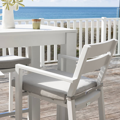 Santorini Outdoor Aluminium 2m Bar Table with 8 Bar Stools