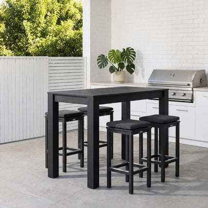 Santorini Outdoor 1.5m Bar Table with 4 Avoca Bar Stools