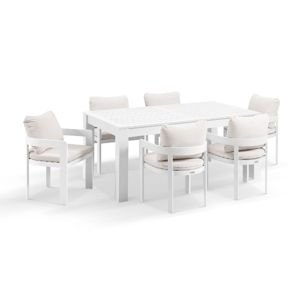 Santorini 1.8m Outdoor Aluminium Dining Setting With 6x Marlo Chairs
