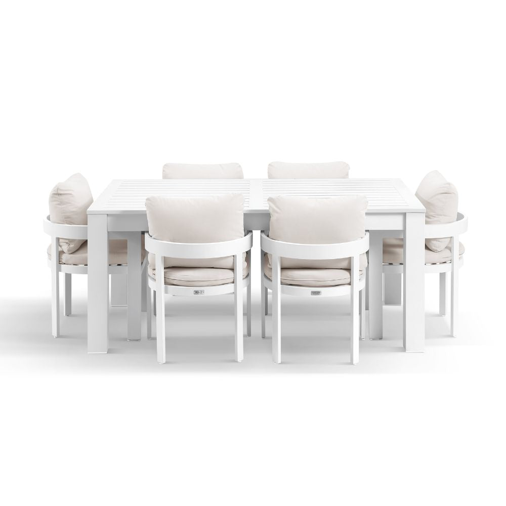 Santorini 1.8m Outdoor Aluminium Dining Setting With 6x Marlo Chairs