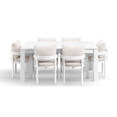 Santorini 1.8m Outdoor Aluminium Dining Setting With 6x Marlo Chairs