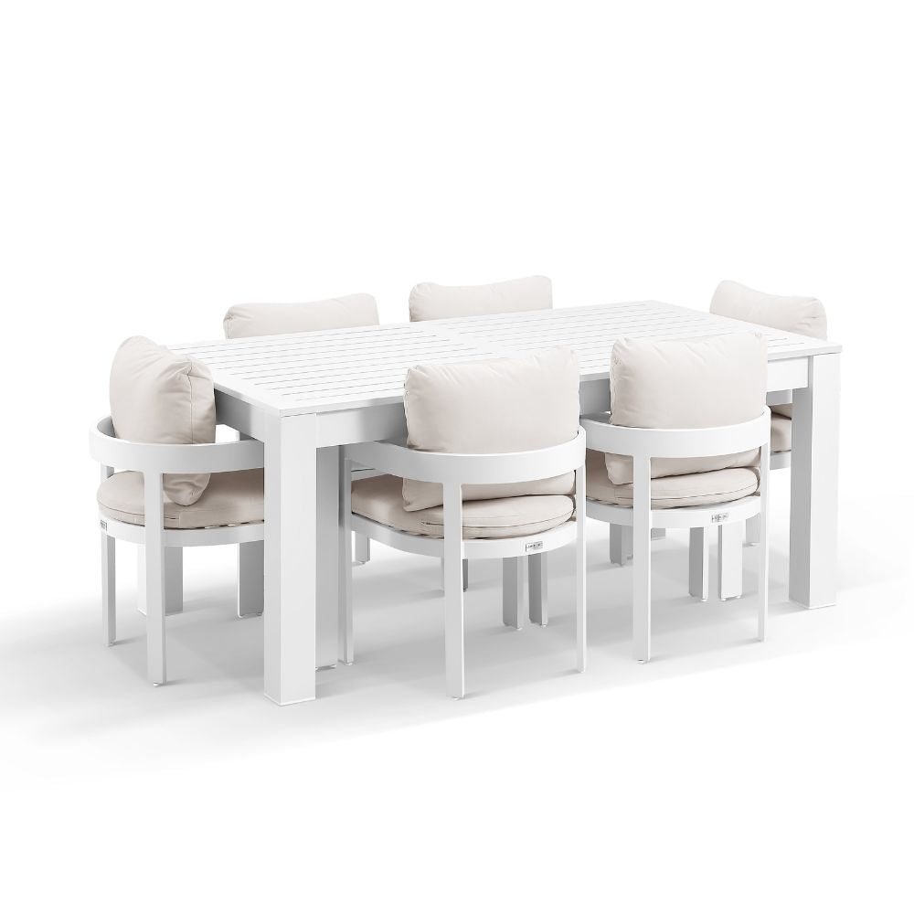 Santorini 1.8m Outdoor Aluminium Dining Setting With 6x Marlo Chairs