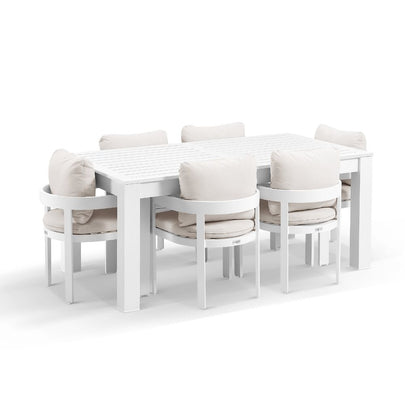 Santorini 1.8m Outdoor Aluminium Dining Setting With 6x Marlo Chairs
