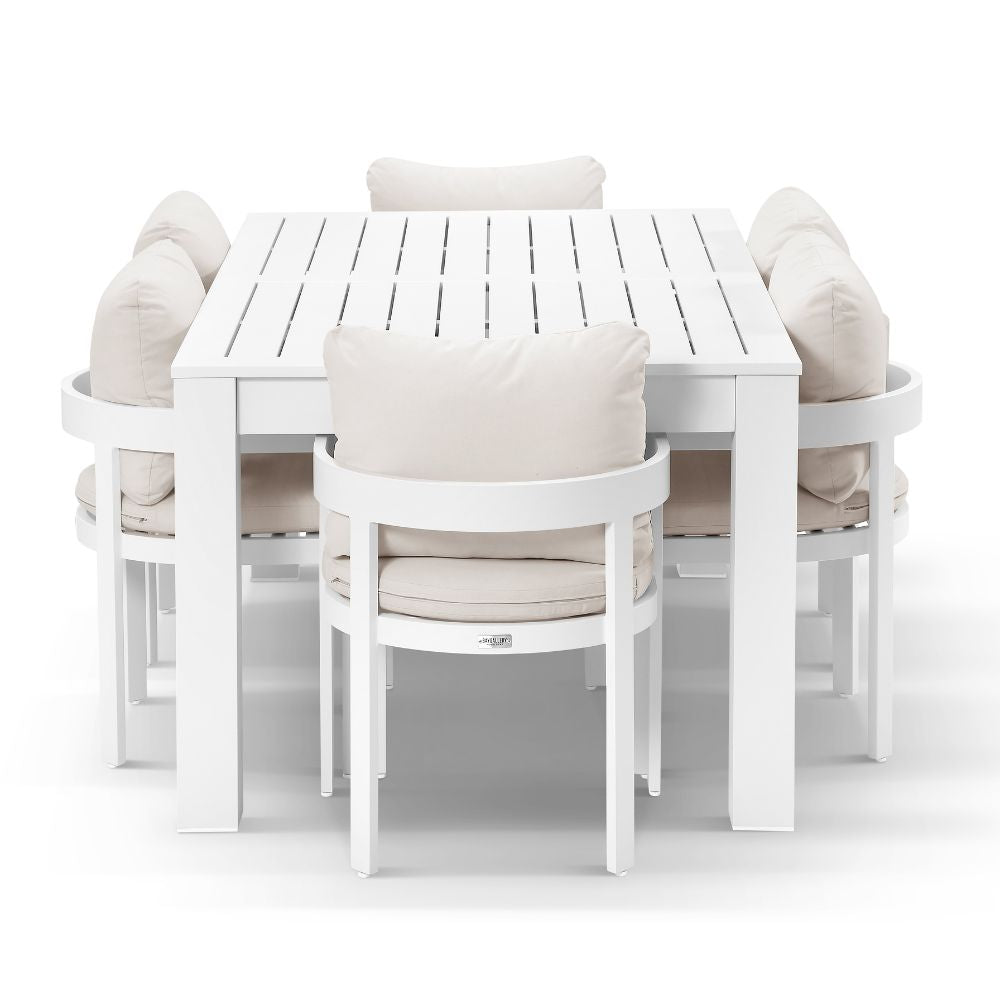 Santorini 1.8m Outdoor Aluminium Dining Setting With 6x Marlo Chairs