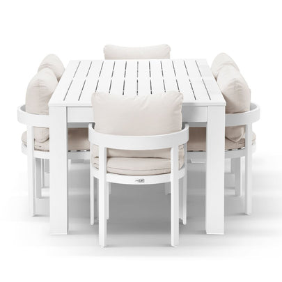 Santorini 1.8m Outdoor Aluminium Dining Setting With 6x Marlo Chairs