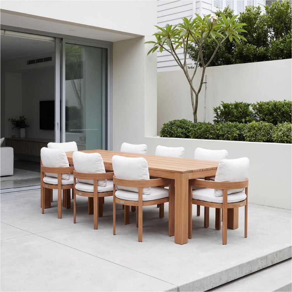 Entertainer 2.45m Outdoor Aluminium Dining Table with 8 Marlo Chairs