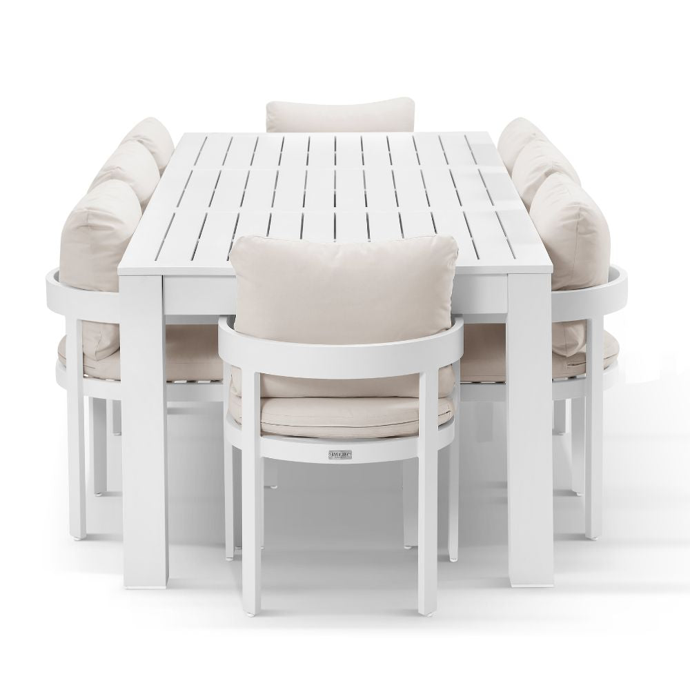 Santorini 2.5m Outdoor Aluminium Dining Setting With 8x Marlo Chairs