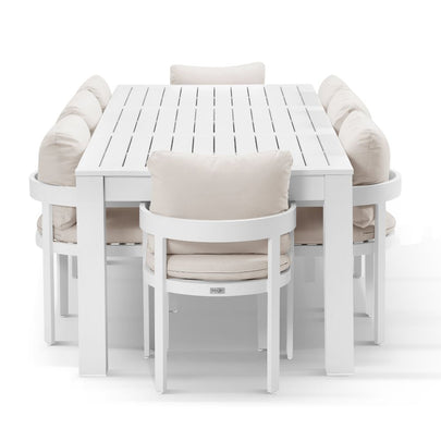 Santorini 2.5m Outdoor Aluminium Dining Setting With 8x Marlo Chairs