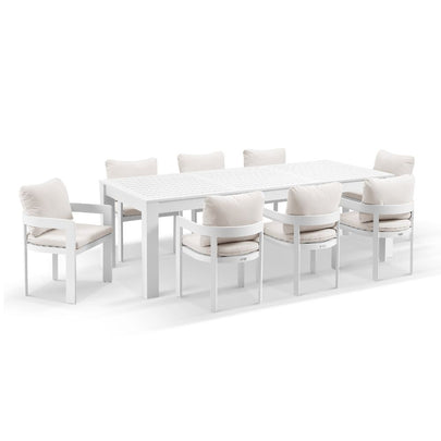 Santorini 2.5m Outdoor Aluminium Dining Setting With 8x Marlo Chairs