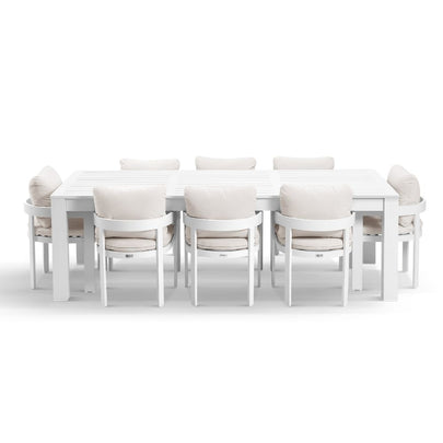Santorini 2.5m Outdoor Aluminium Dining Setting With 8x Marlo Chairs