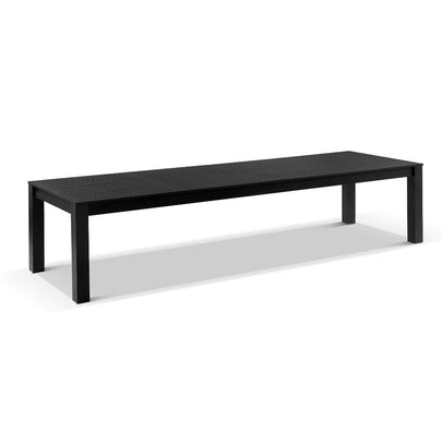 Santorini 3.55m Outdoor Aluminium Dining Table with 8 Chairs in Black with Sunbrella