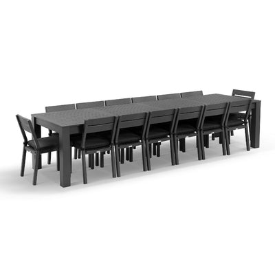 Santorini 3.55m Outdoor Aluminium Dining Setting With 14x Armless Chairs