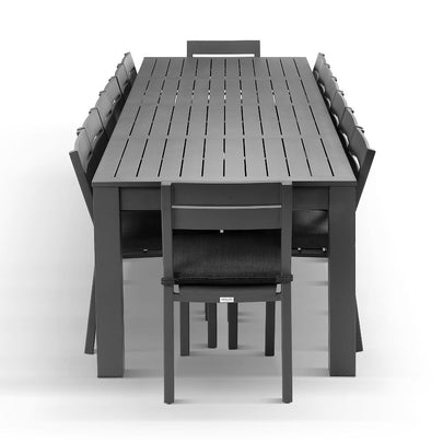 Santorini 3.55m Outdoor Aluminium Dining Setting With 14x Armless Chairs