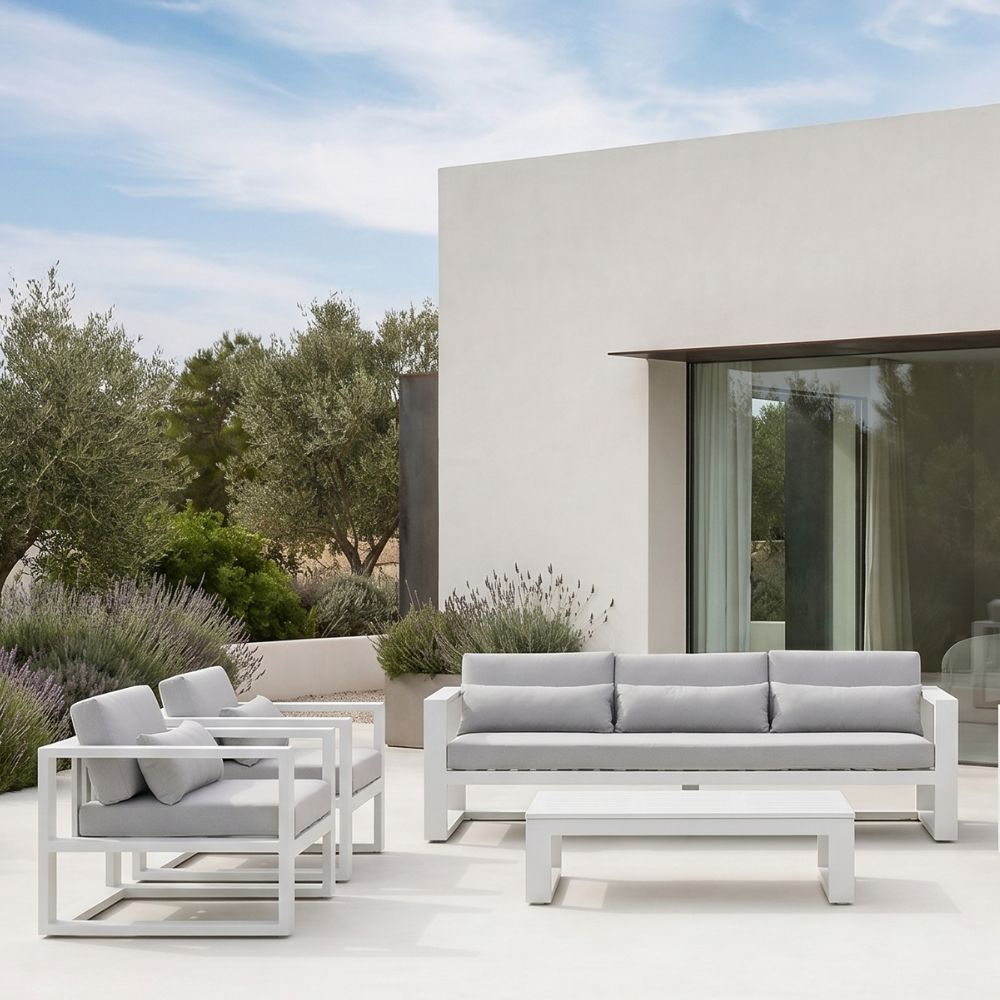 Santorini 3 Seater Outdoor Aluminium Lounge