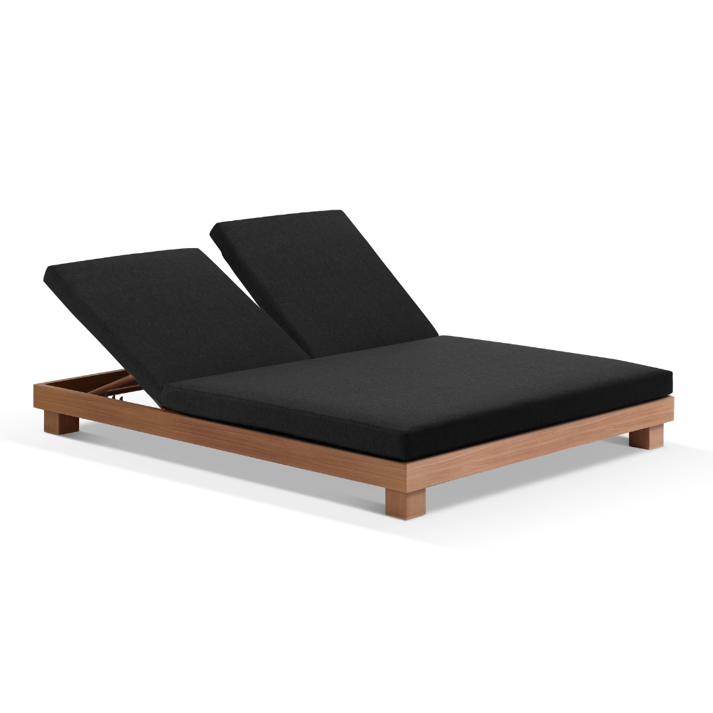 Santorini Aluminium Double Sun Lounge w/ 2x Santorini Side Table Set