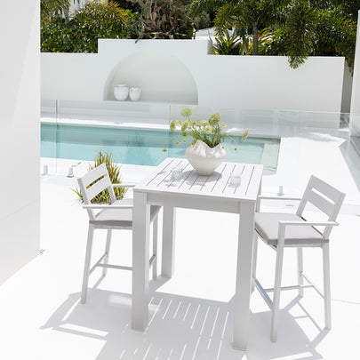 Santorini Outdoor Aluminium Square Bar Table with Bar stools