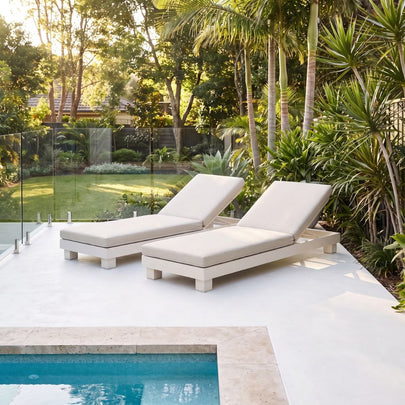 Santorini Aluminium Sun Lounge Set in Light Dune with Side Table