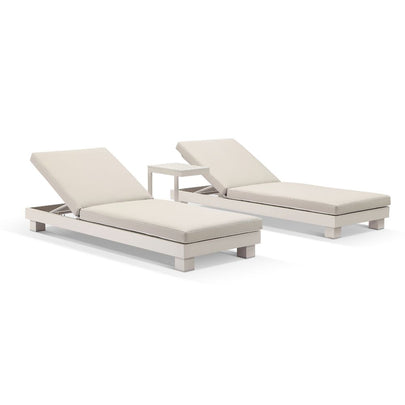 Santorini Aluminium Sun Lounge Set in Light Dune with Side Table