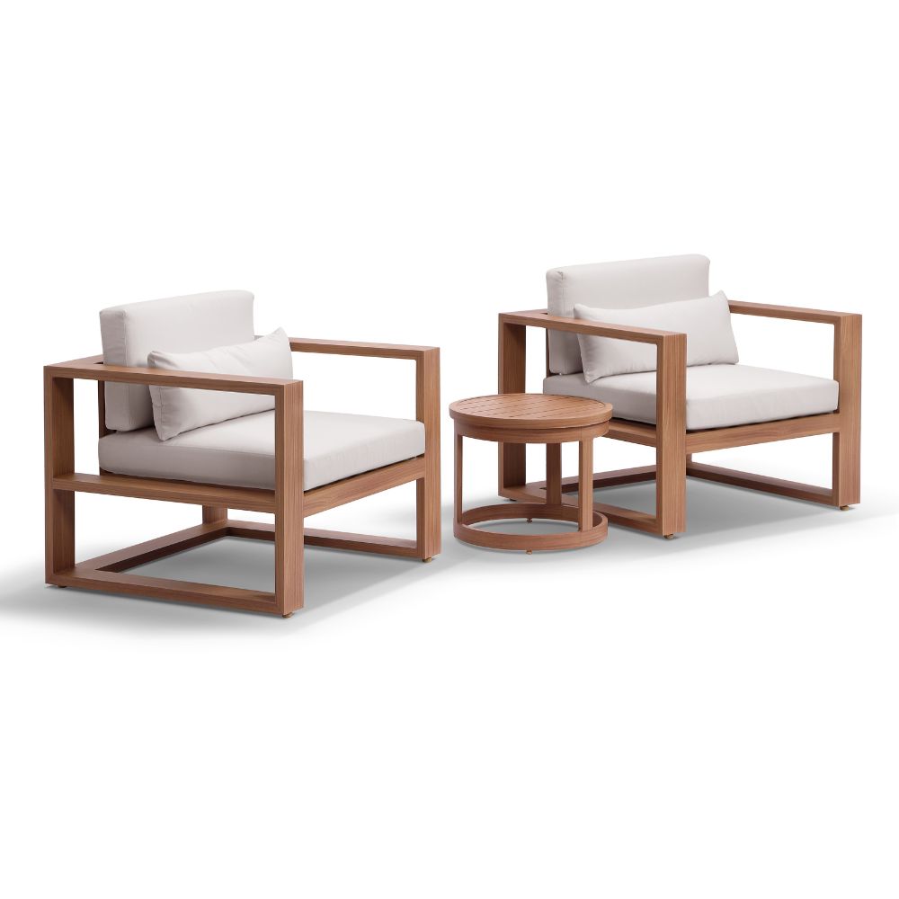 Santorini Outdoor Aluminium Lounge Patio Balcony Set with Side Table