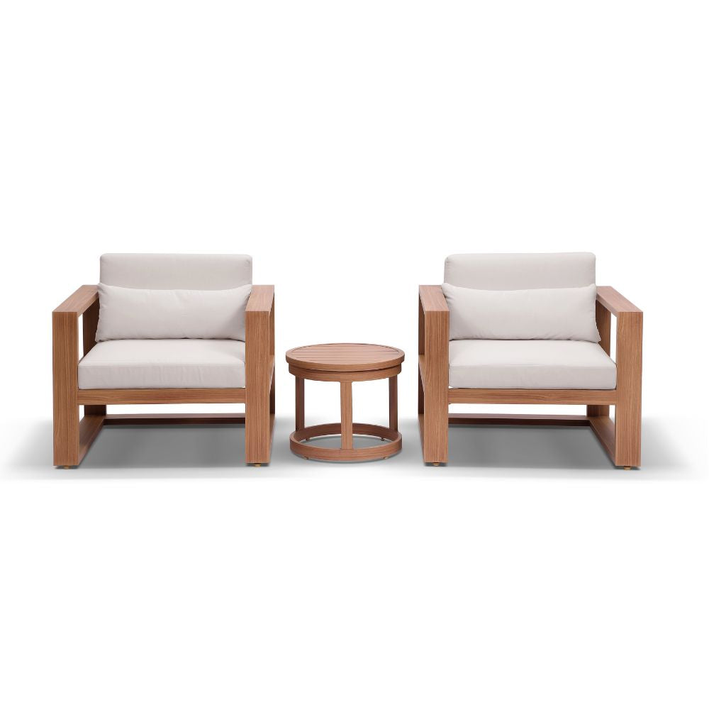 Santorini Outdoor Aluminium Lounge Patio Balcony Set with Side Table