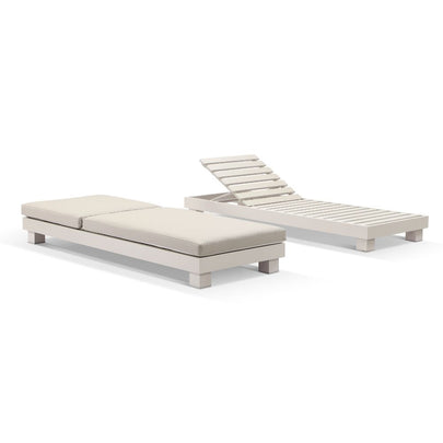 Santorini Aluminium Sun Lounge Set with Vegan Leather Cushion