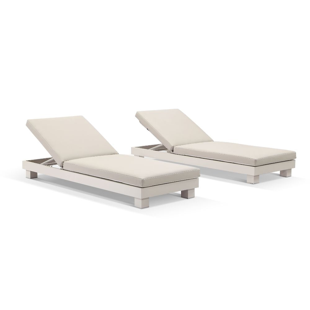 Santorini Aluminium Sun Lounge Set with Vegan Leather Cushion