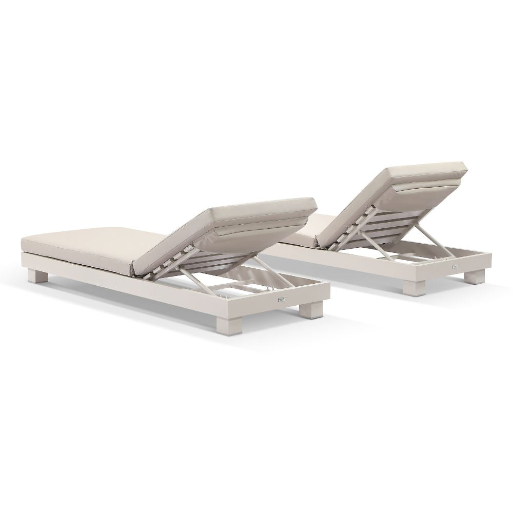 Santorini Aluminium Sun Lounge Set with Vegan Leather Cushion