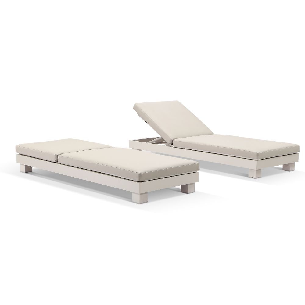 Santorini Aluminium Sun Lounge Set with Vegan Leather Cushion