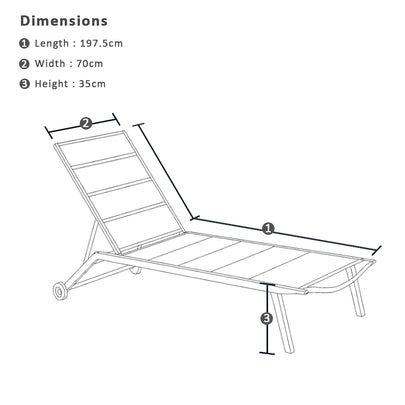 Seaford Outdoor Aluminium Sun Lounge on Wheels